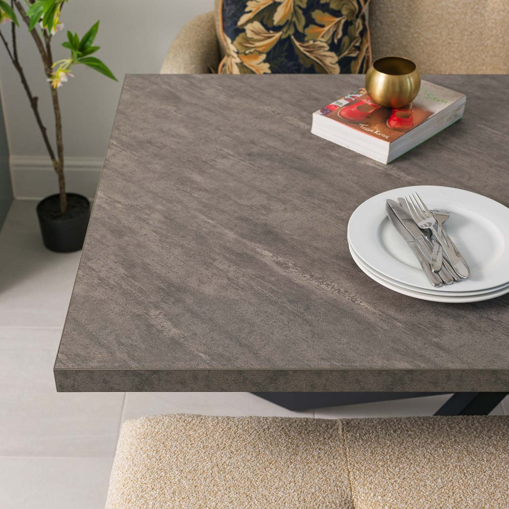 Jupiter 150cm Dining Table - Faux Concrete - With Sloane Corner & Low Bench