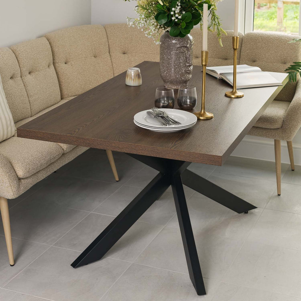 Jupiter 150cm Dining Table - Dark Oak - With Sloane Corner & Low Bench