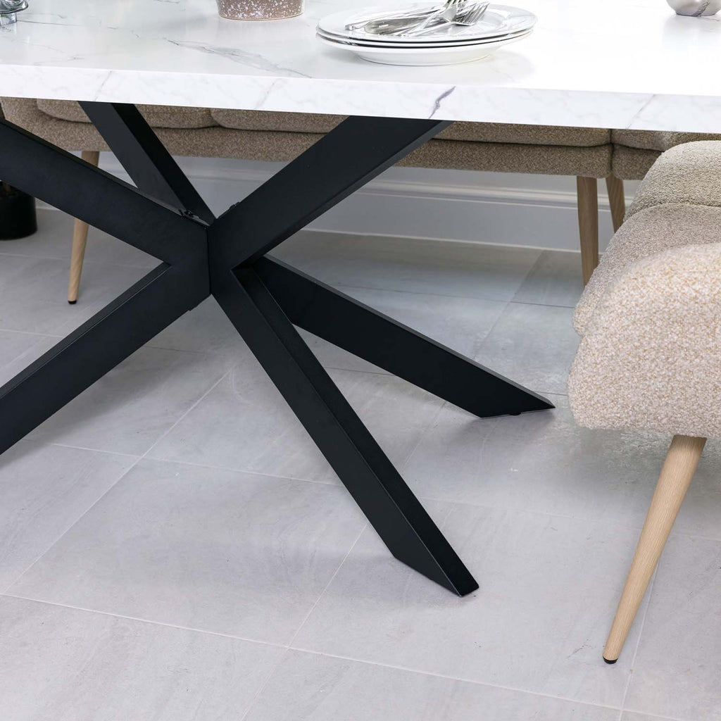 Jupiter 180cm Dining Table - Marble - With Sloane Corner & Low Bench