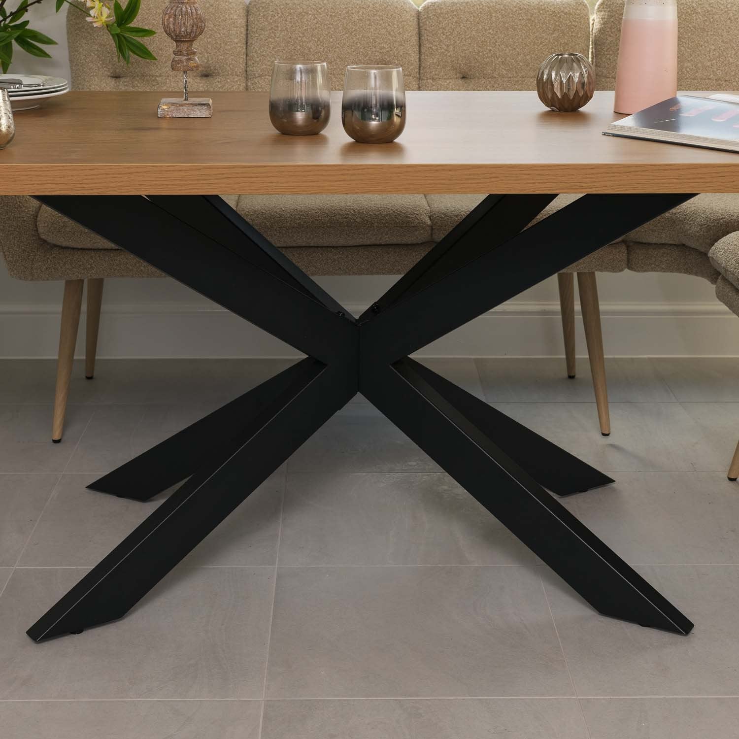 Jupiter 180cm Dining Table - Smoked Oak - With Sloane Corner & Low Bench