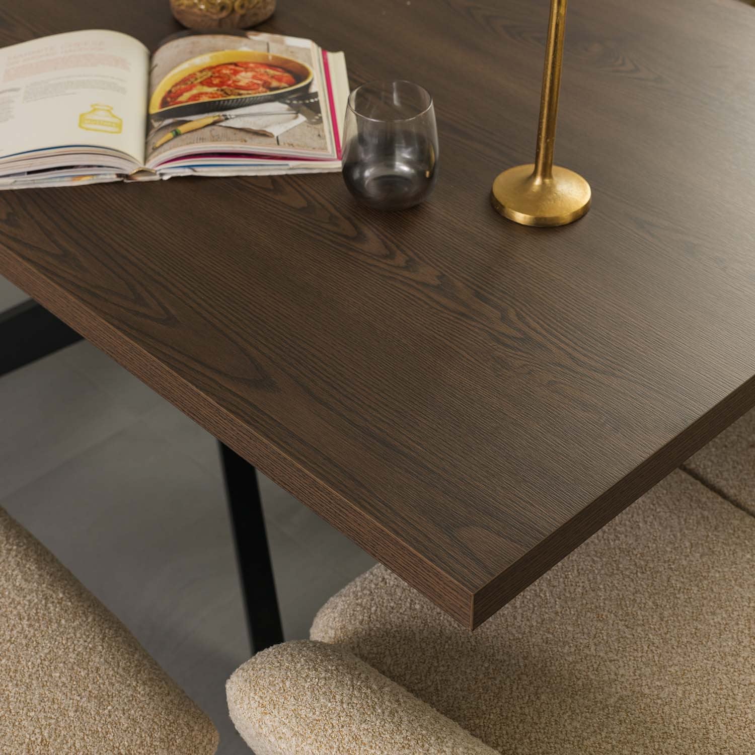 Jupiter 180cm Dining Table - Dark Oak - With Sloane Corner & Low Bench