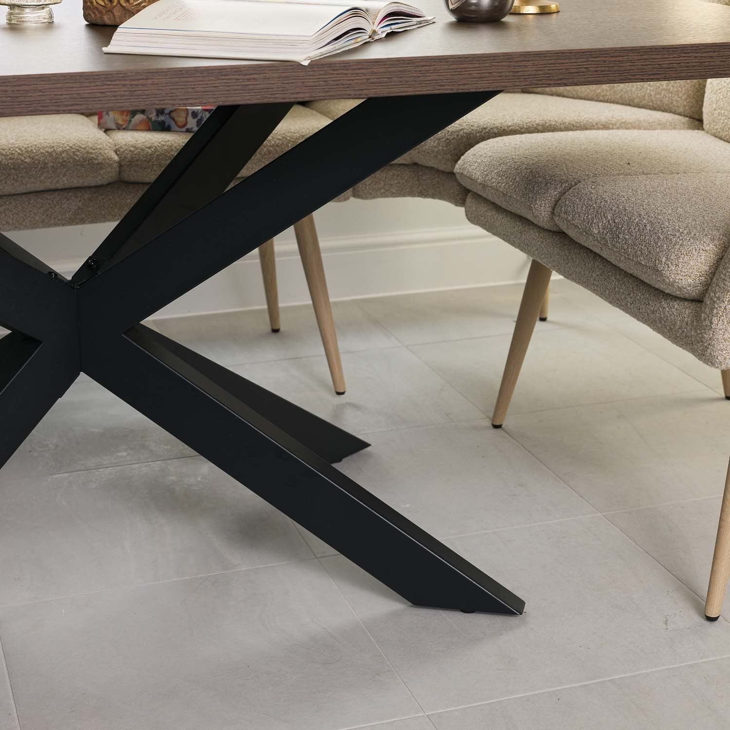 Jupiter 180cm Dining Table - Dark Oak - With Sloane Corner & Low Bench