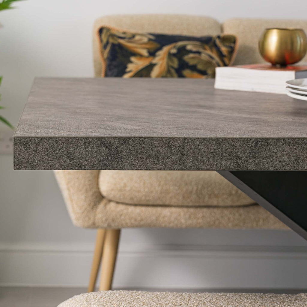 Jupiter 150cm Dining Table - Faux Concrete - With Sloane Corner Bench