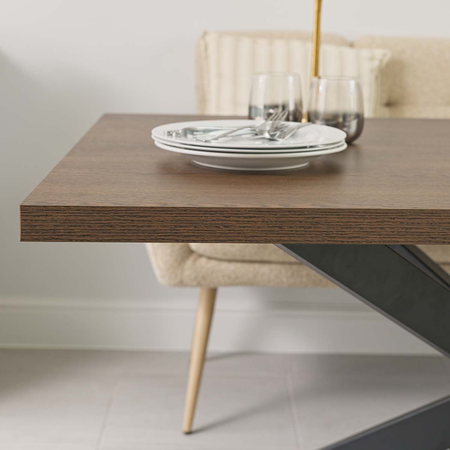 Jupiter 150cm Dining Table - Dark Oak - With Sloane Corner Bench