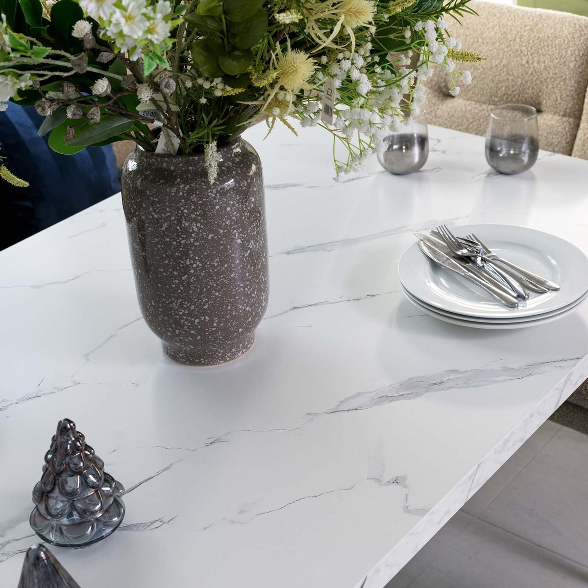 Jupiter 180cm Dining Table - Marble - With Sloane Corner Bench