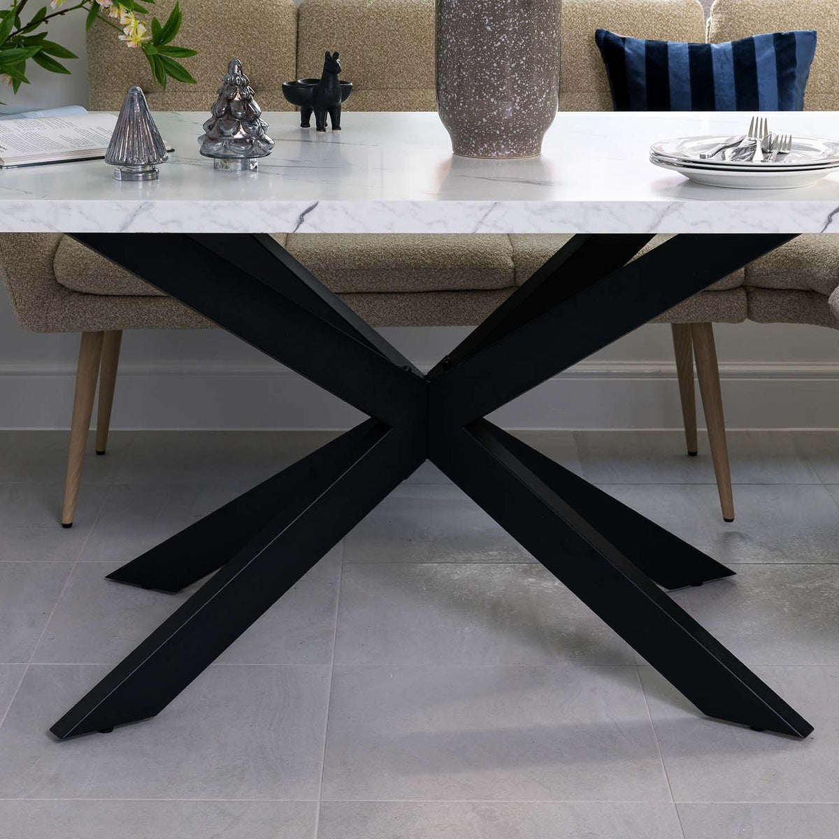 Jupiter 180cm Dining Table - Marble - With Sloane Corner Bench