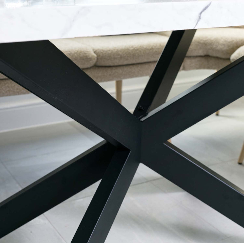 Jupiter 180cm Dining Table - Marble - With Sloane Corner Bench