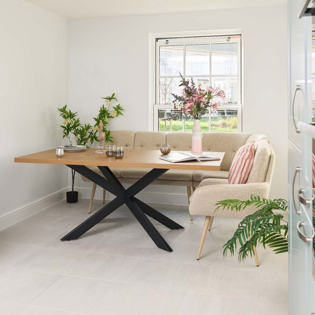 Jupiter 180cm Dining Table - Smoked Oak - With Sloane Corner Bench