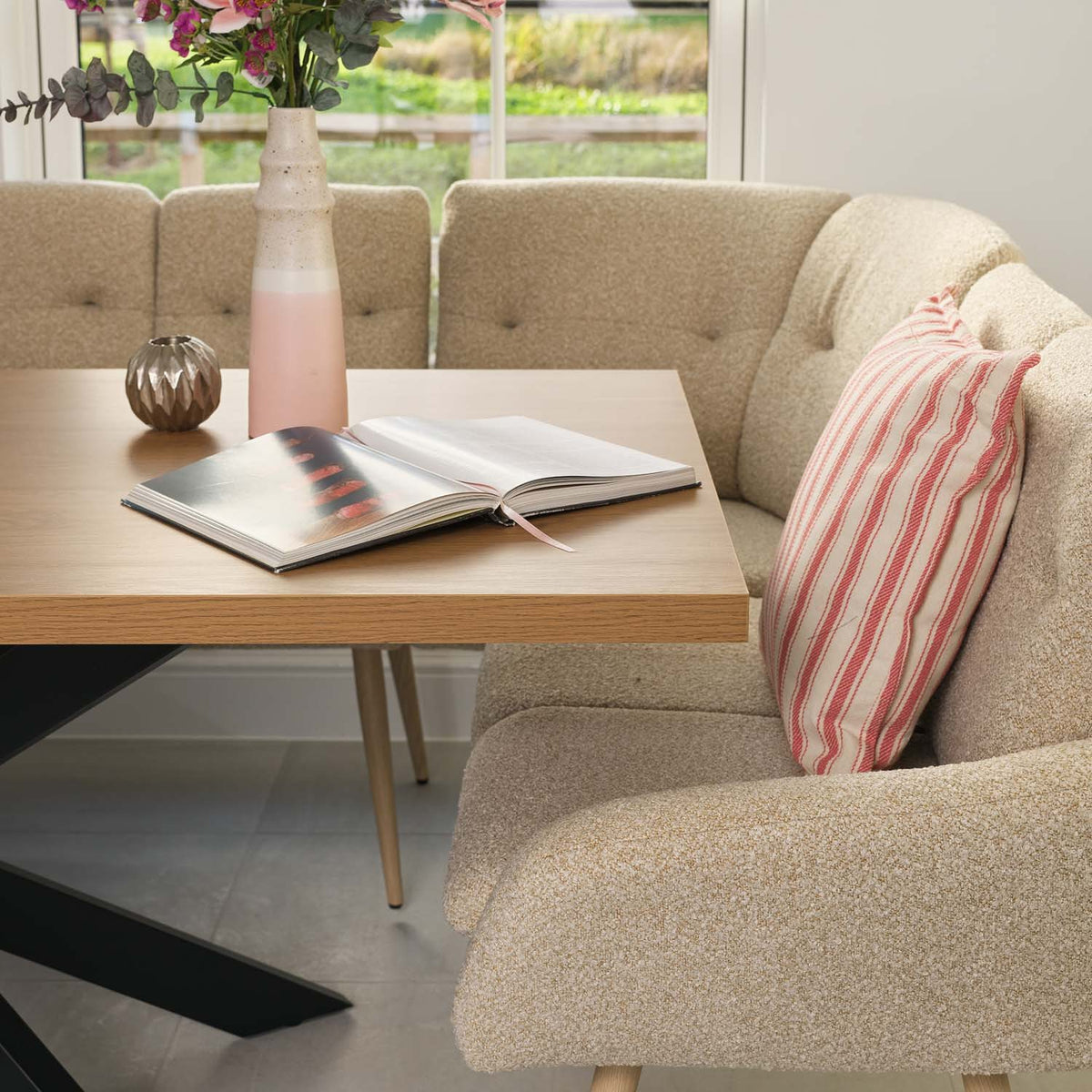 Jupiter 180cm Dining Table - Smoked Oak - With Sloane Corner Bench