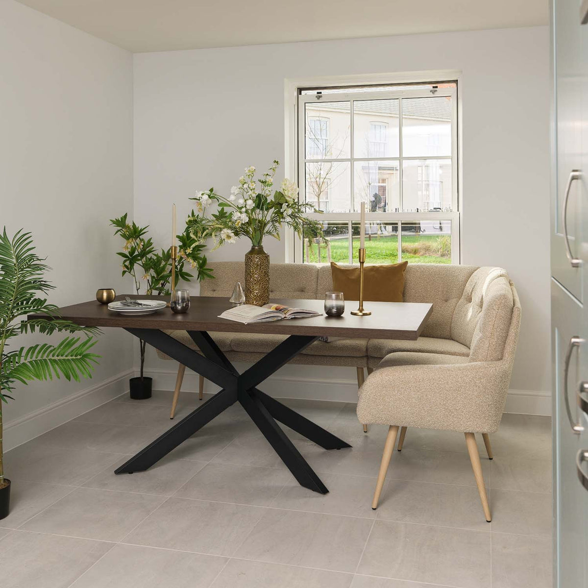 Jupiter 180cm Dining Table - Dark Oak - With Sloane Corner Bench