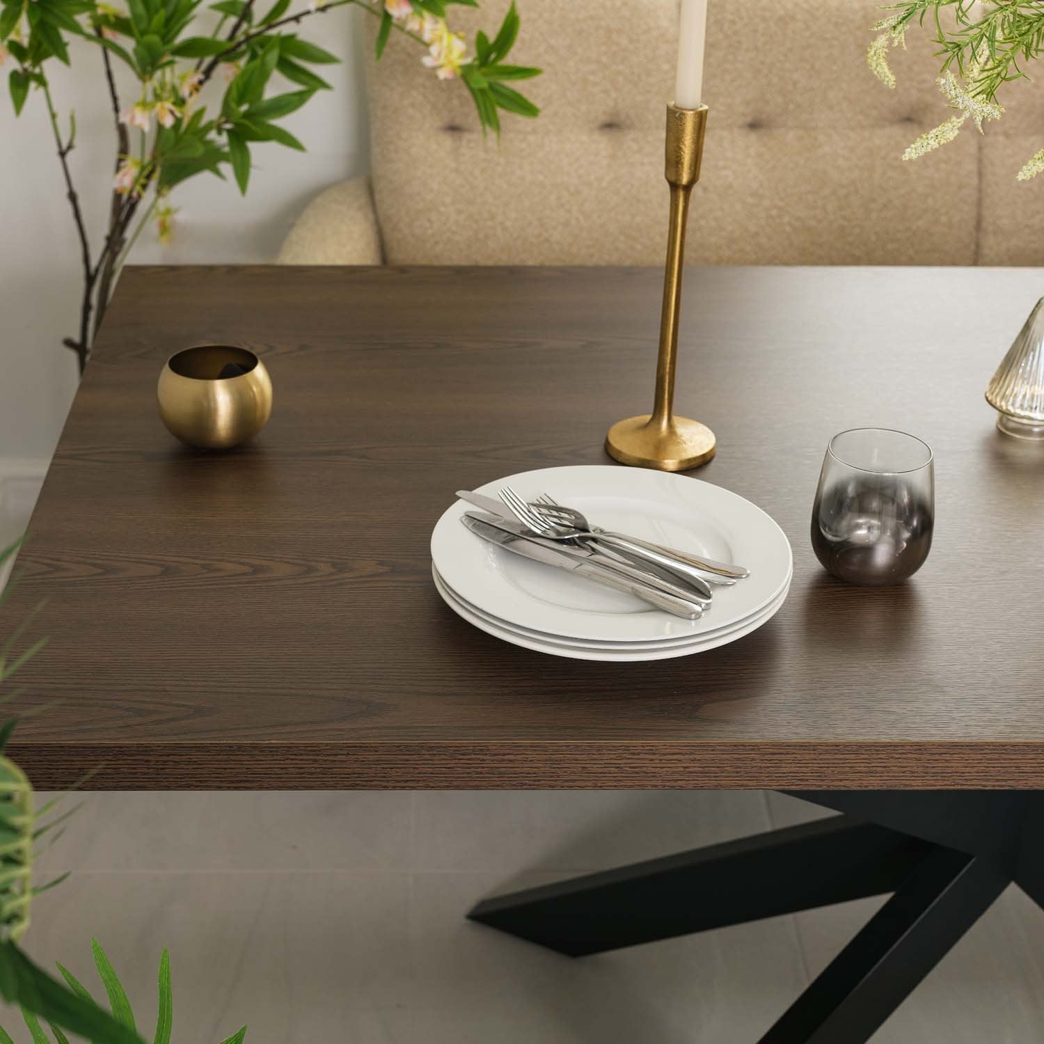 Jupiter 180cm Dining Table - Dark Oak - With Sloane Corner Bench