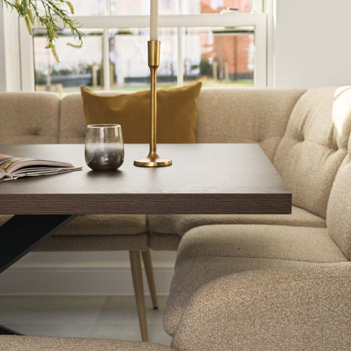 Jupiter 180cm Dining Table - Dark Oak - With Sloane Corner Bench