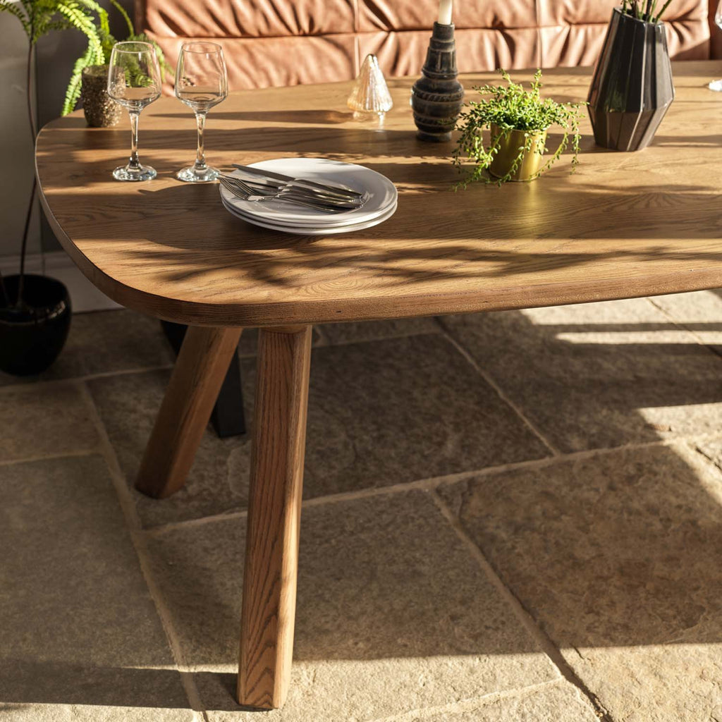 Ashmore 200cm Dining Table with Industrial Corner Bench - Tan