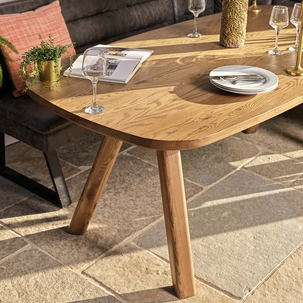 Ashmore 200cm Dining Table with Industrial Corner Bench - Grey