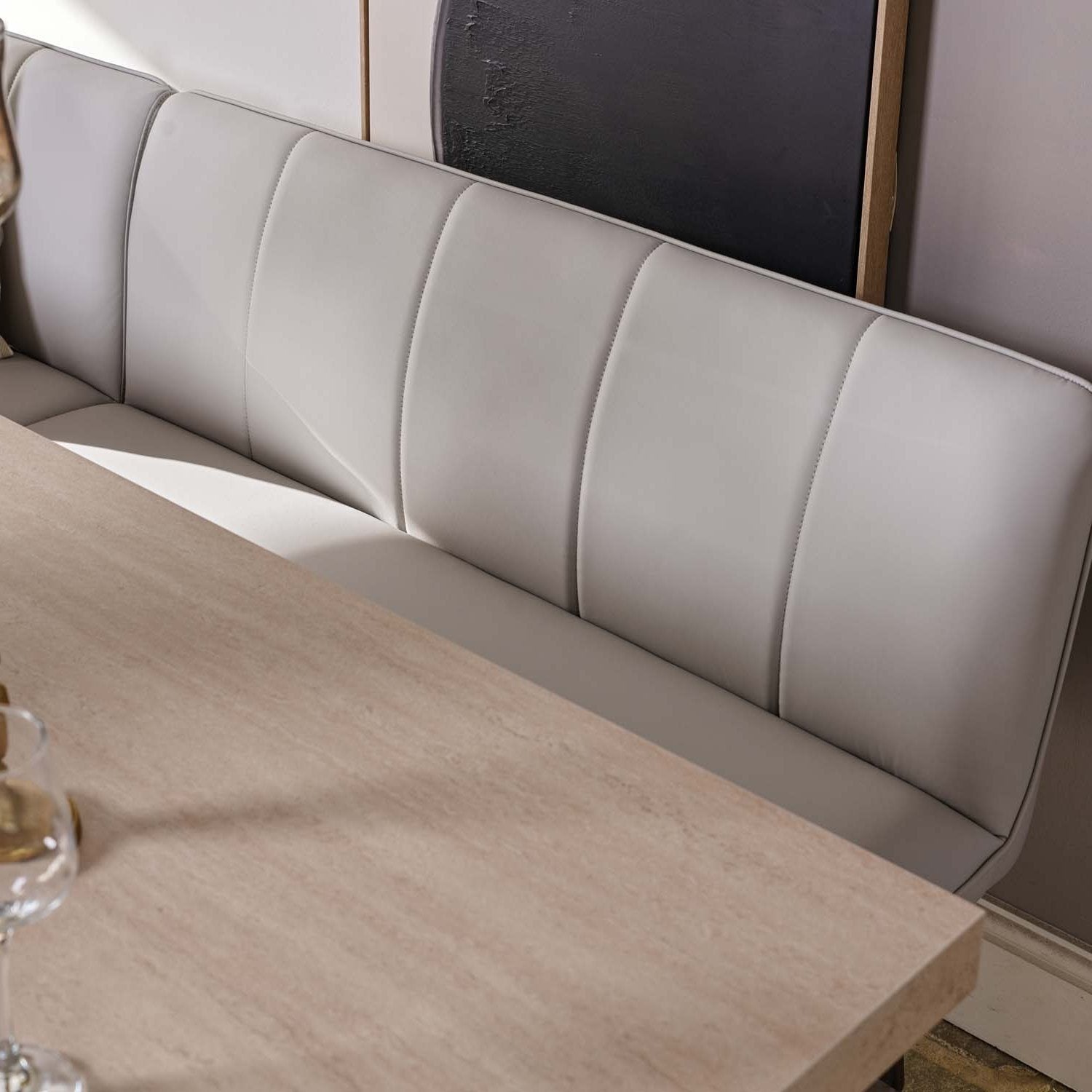 Neptune 180cm Dining Table with RHF Corner Bench & 160cm Low Bench - Misty