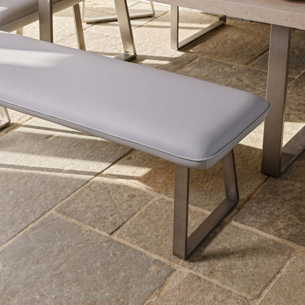 Neptune 180cm Dining Table with RHF Corner Bench & 160cm Low Bench - Misty