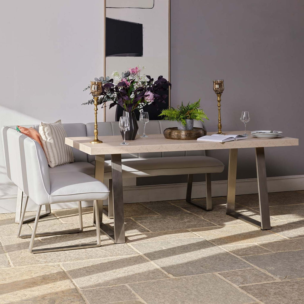 Neptune 180cm Dining Table with RHF Corner Bench - Misty