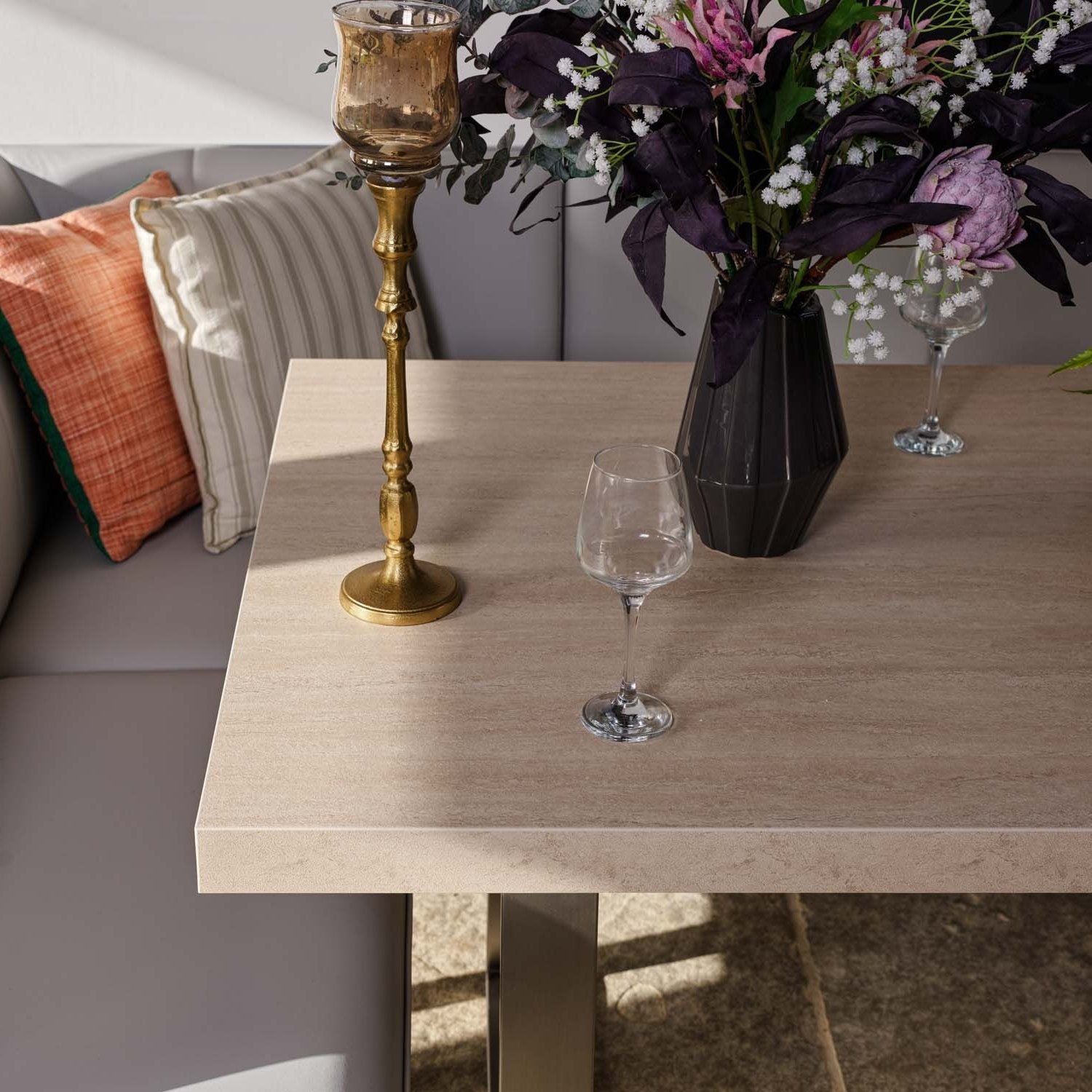 Neptune 180cm Dining Table with RHF Corner Bench - Misty