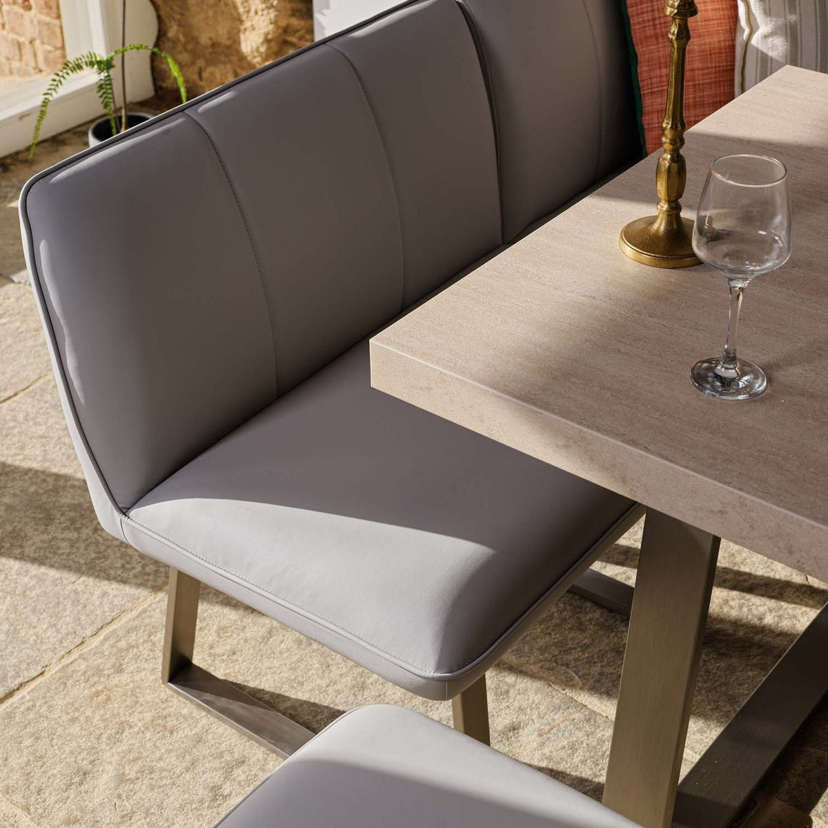 Neptune 180cm Dining Table with RHF Corner Bench - Misty