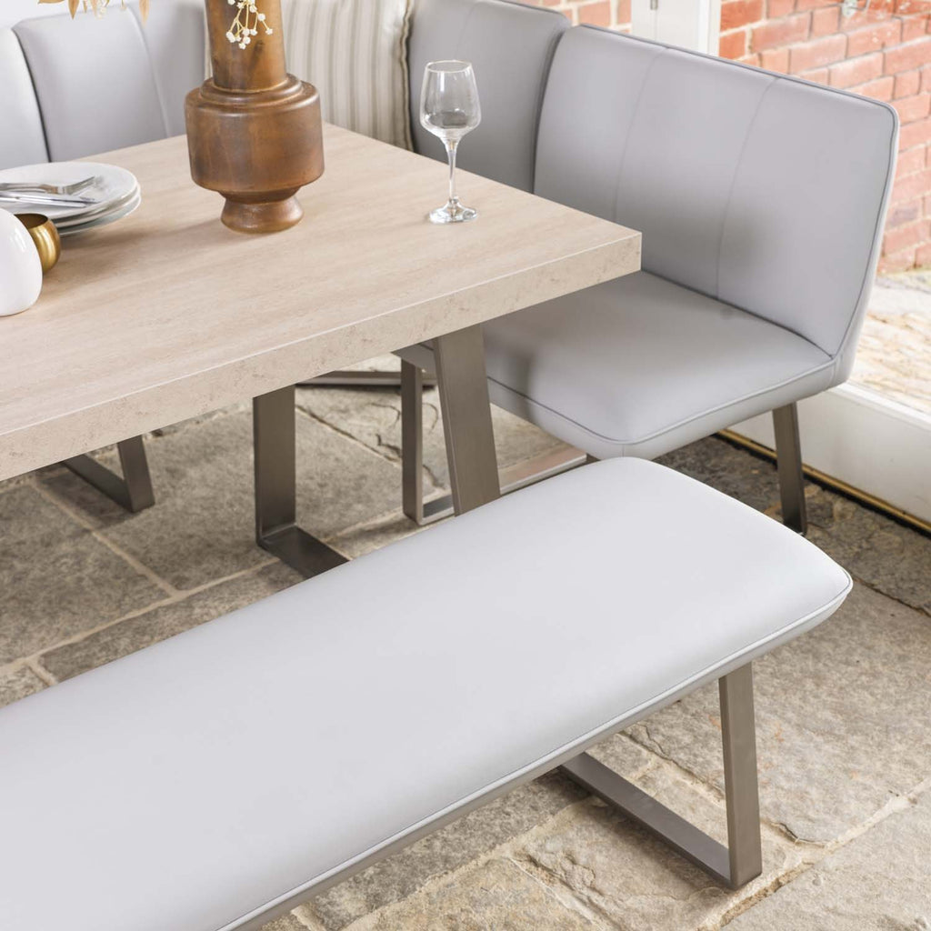 Neptune 150cm Dining Table with LHF Corner Bench & 137cm Low Bench - Misty