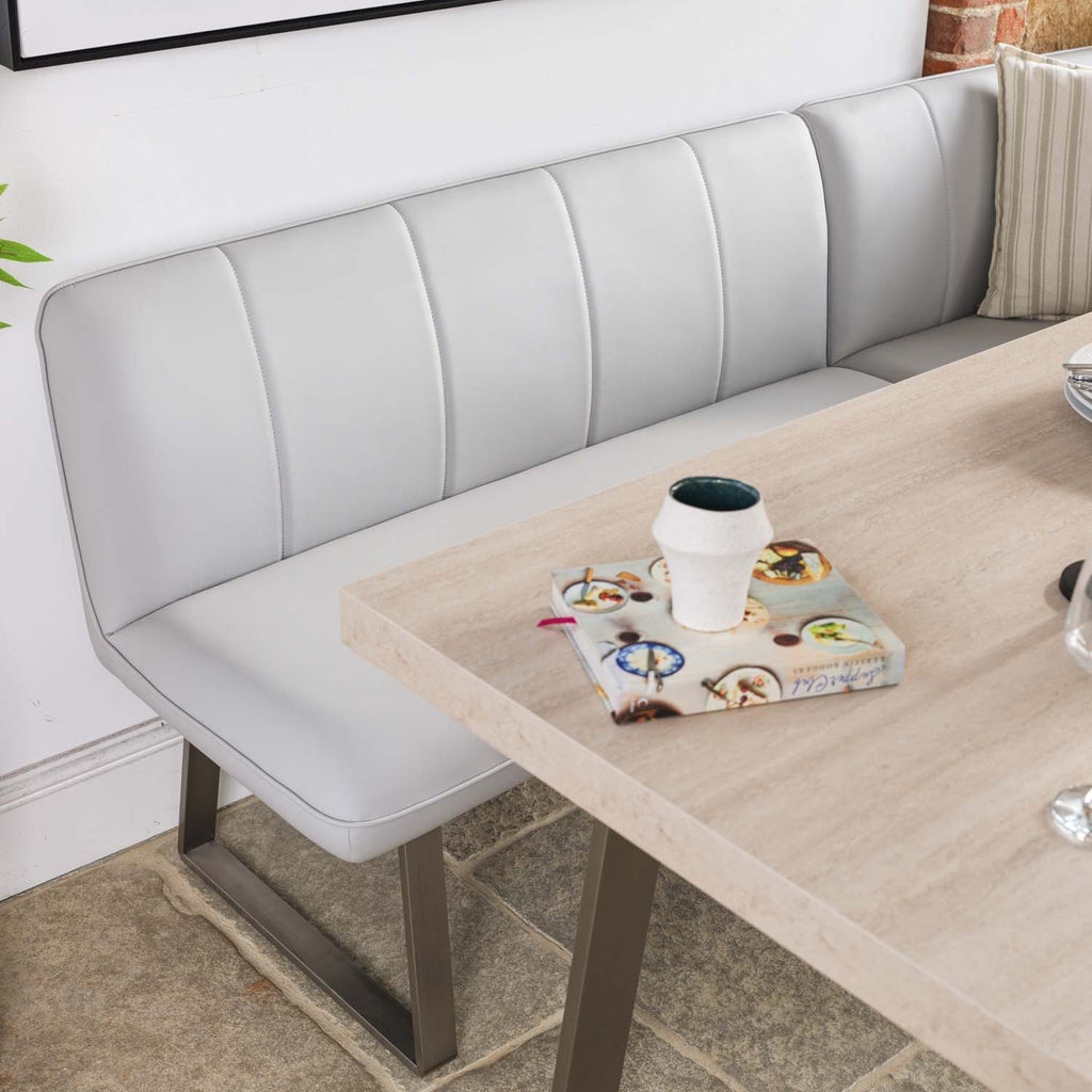 Neptune 150cm Dining Table with LHF Corner Bench & 137cm Low Bench - Misty