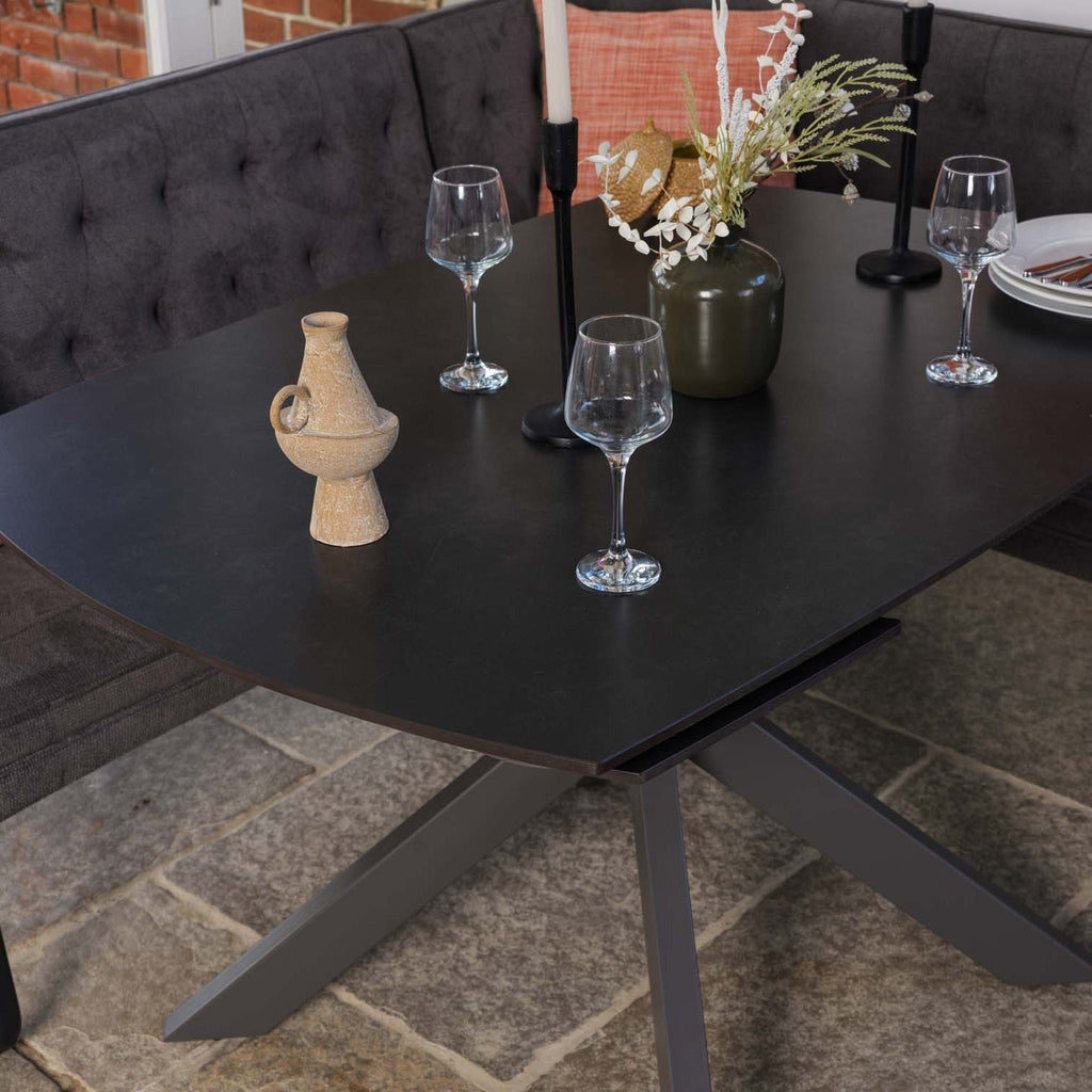 Saturn Dark Grey Motion Table with LHF Frampton Corner Bench - Anthracite