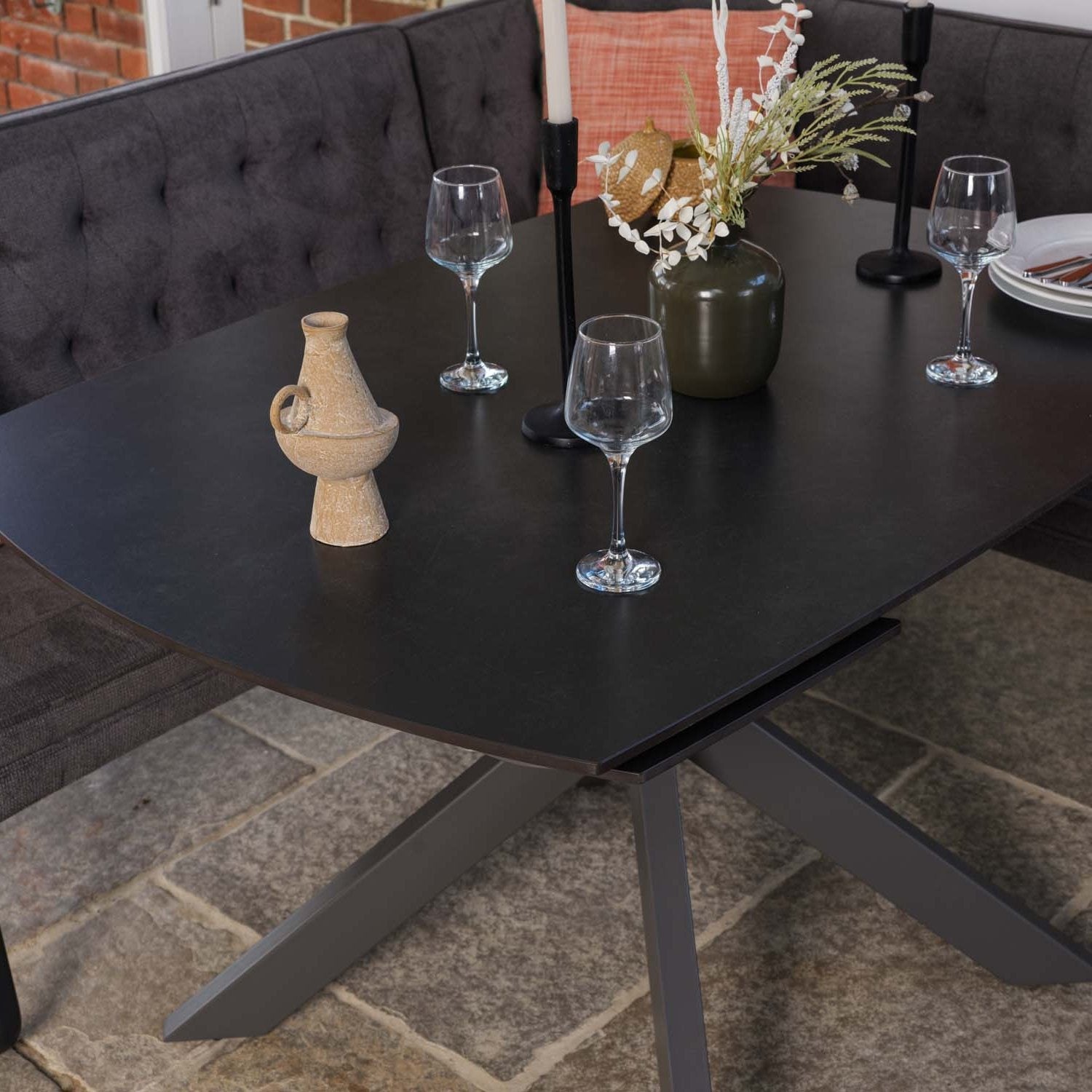 Saturn Dark Grey Motion Table with LHF Frampton Corner Bench - Anthracite