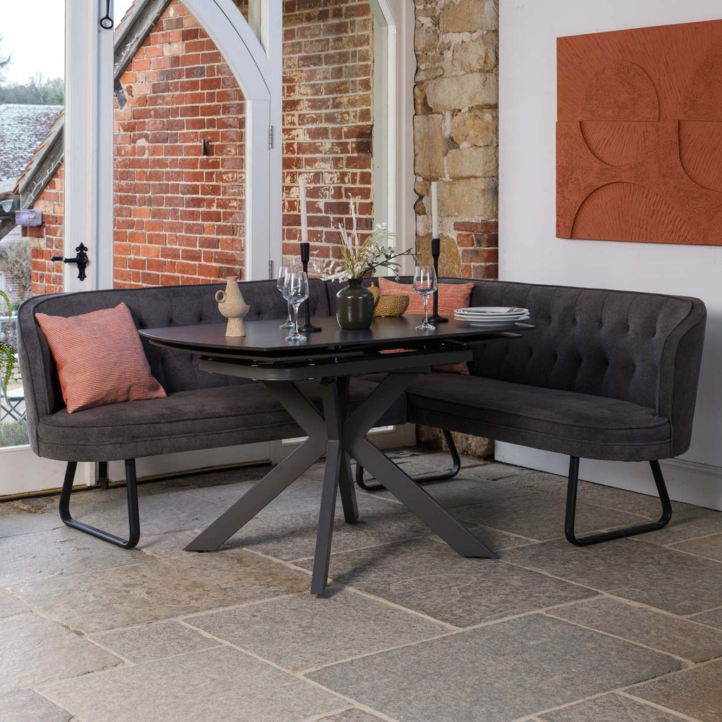 Saturn Dark Grey Motion Table with LHF Frampton Corner Bench - Anthracite