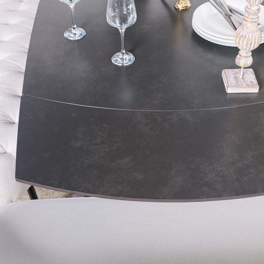 Saturn Dark Grey Motion Table with LHF Frampton Corner Bench - White