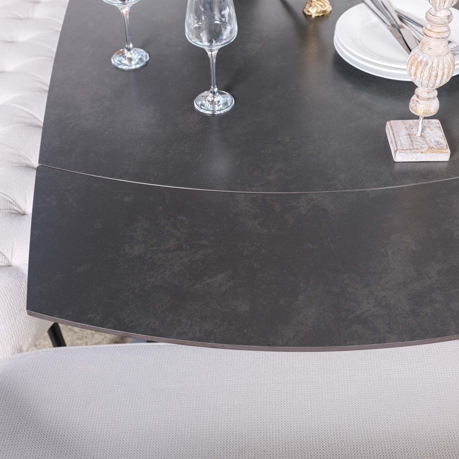 Saturn Dark Grey Motion Table with LHF Frampton Corner Bench - White