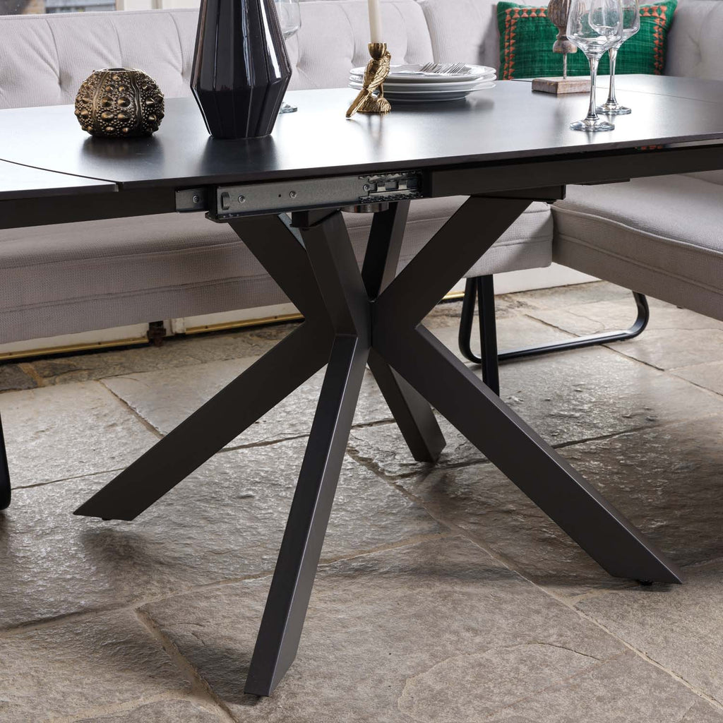 Saturn Dark Grey Motion Table with LHF Frampton Corner Bench - White