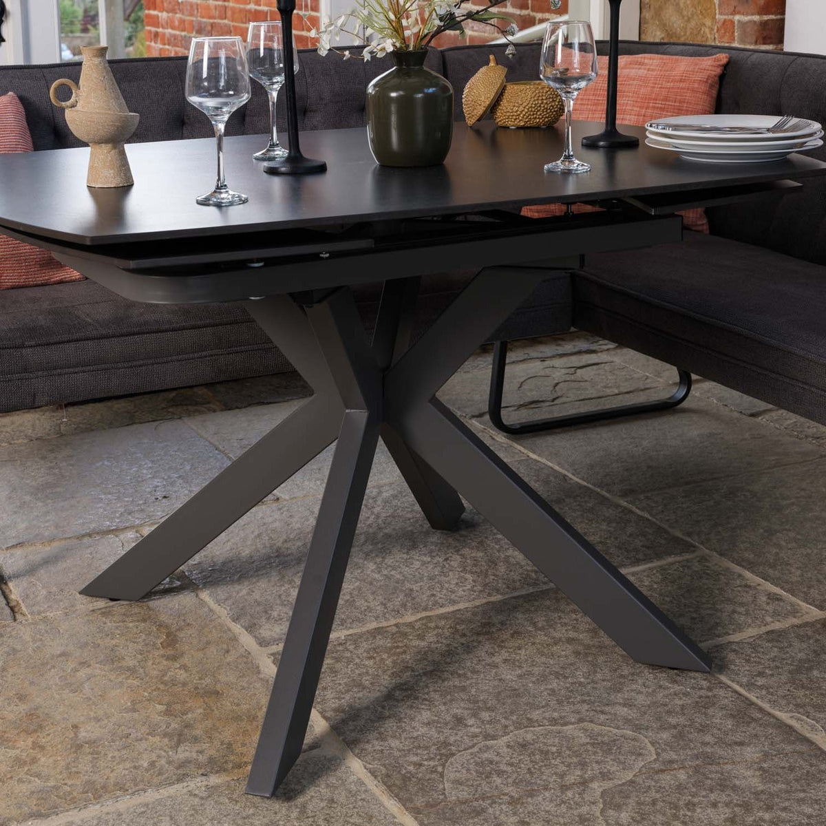 Saturn Dark Grey Motion Table with LHF Frampton Corner Bench & Low Bench - Anthracite