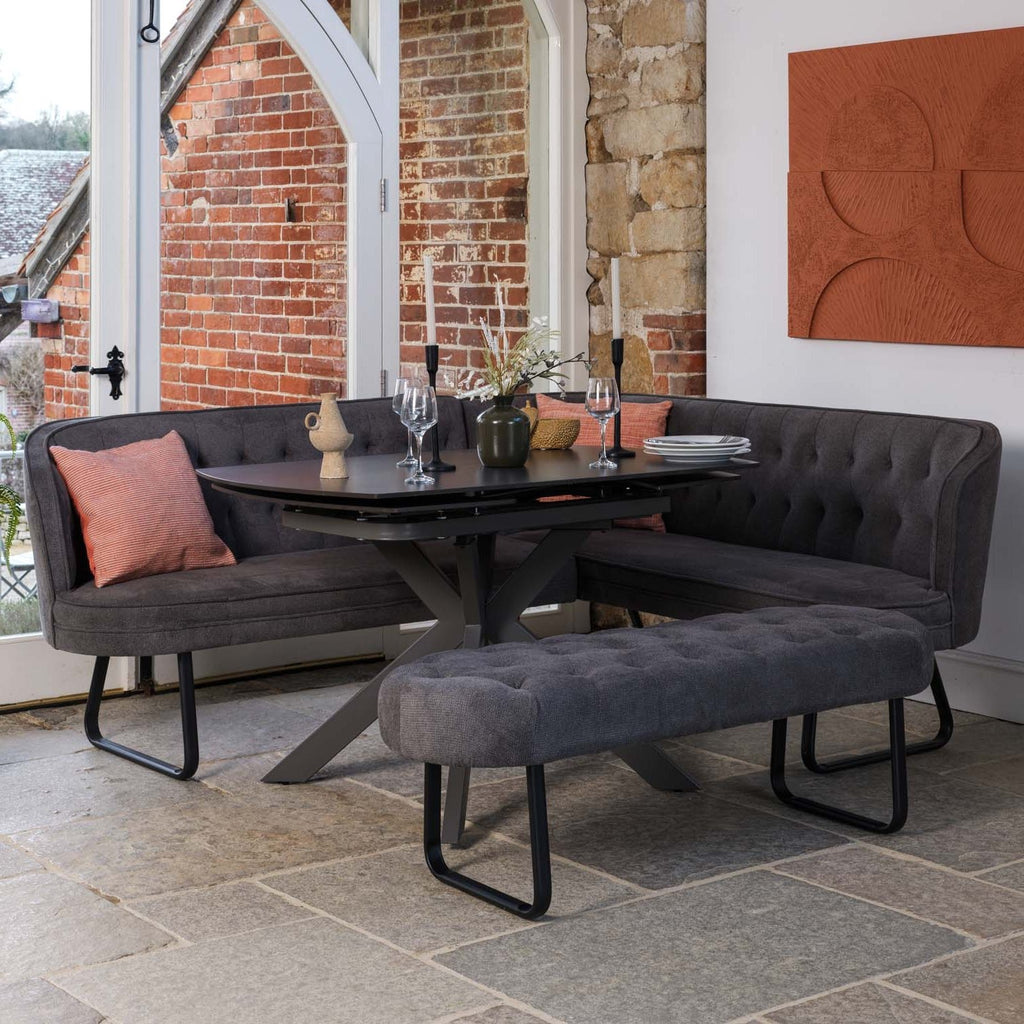 Saturn Dark Grey Motion Table with LHF Frampton Corner Bench & Low Bench - Anthracite