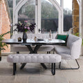 Saturn Dark Grey Motion Table with LHF Frampton Corner Bench & Low Bench - White