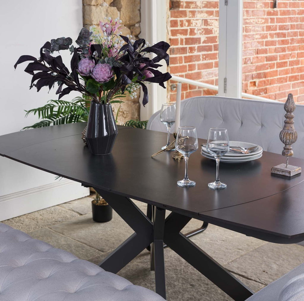 Saturn Dark Grey Motion Table with LHF Frampton Corner Bench & Low Bench - White