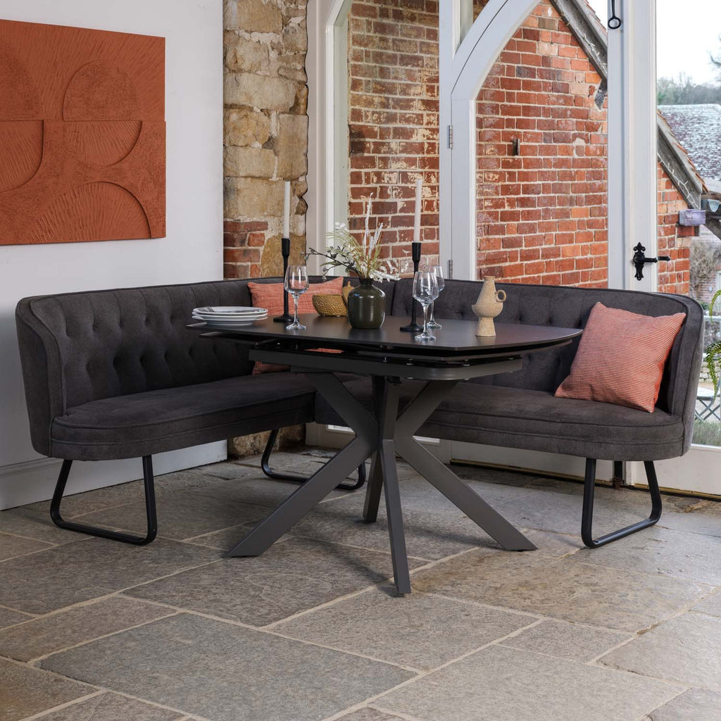 Saturn Dark Grey Motion Table with RHF Frampton Corner Bench - Anthracite