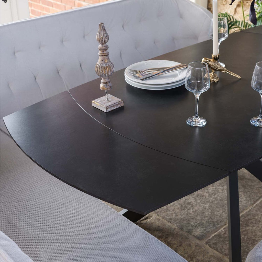 Saturn Dark Grey Motion Table with RHF Frampton Corner Bench - White