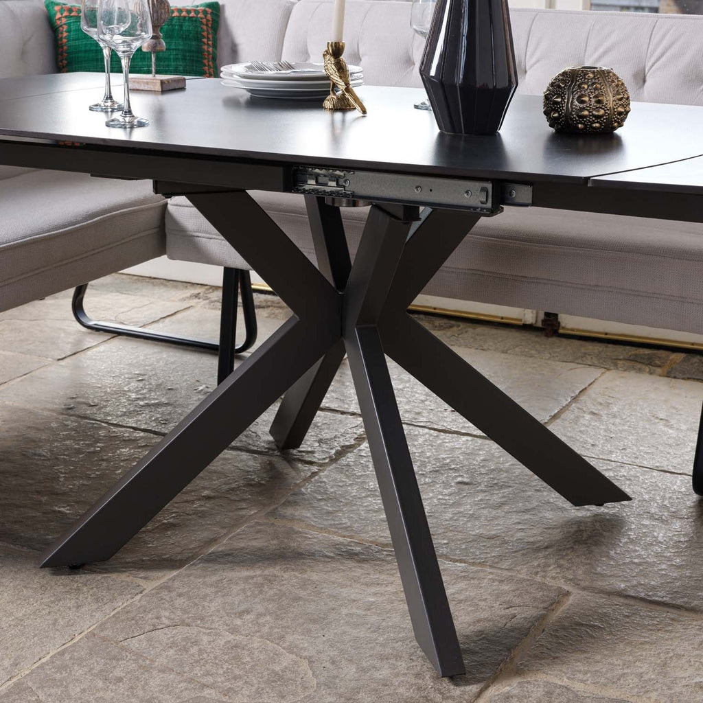 Saturn Dark Grey Motion Table with RHF Frampton Corner Bench - White