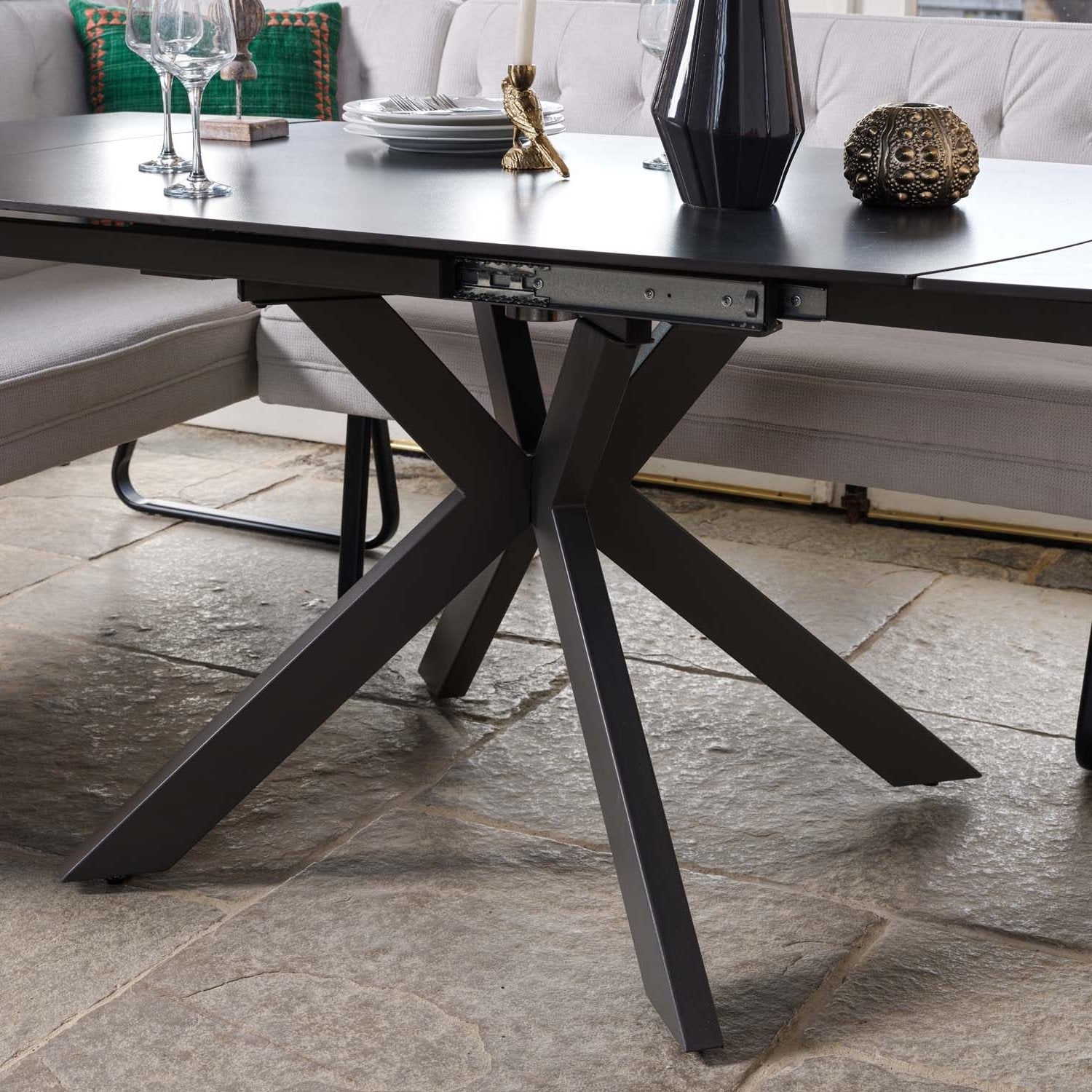 Saturn Dark Grey Motion Table with RHF Frampton Corner Bench - White