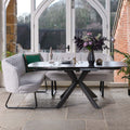Saturn Dark Grey Motion Table with RHF Frampton Corner Bench - White