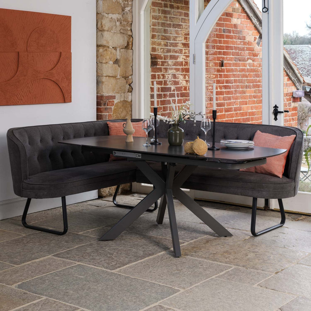 Saturn Dark Grey Motion Table with RHF Frampton Corner Bench & Low Bench - Anthracite