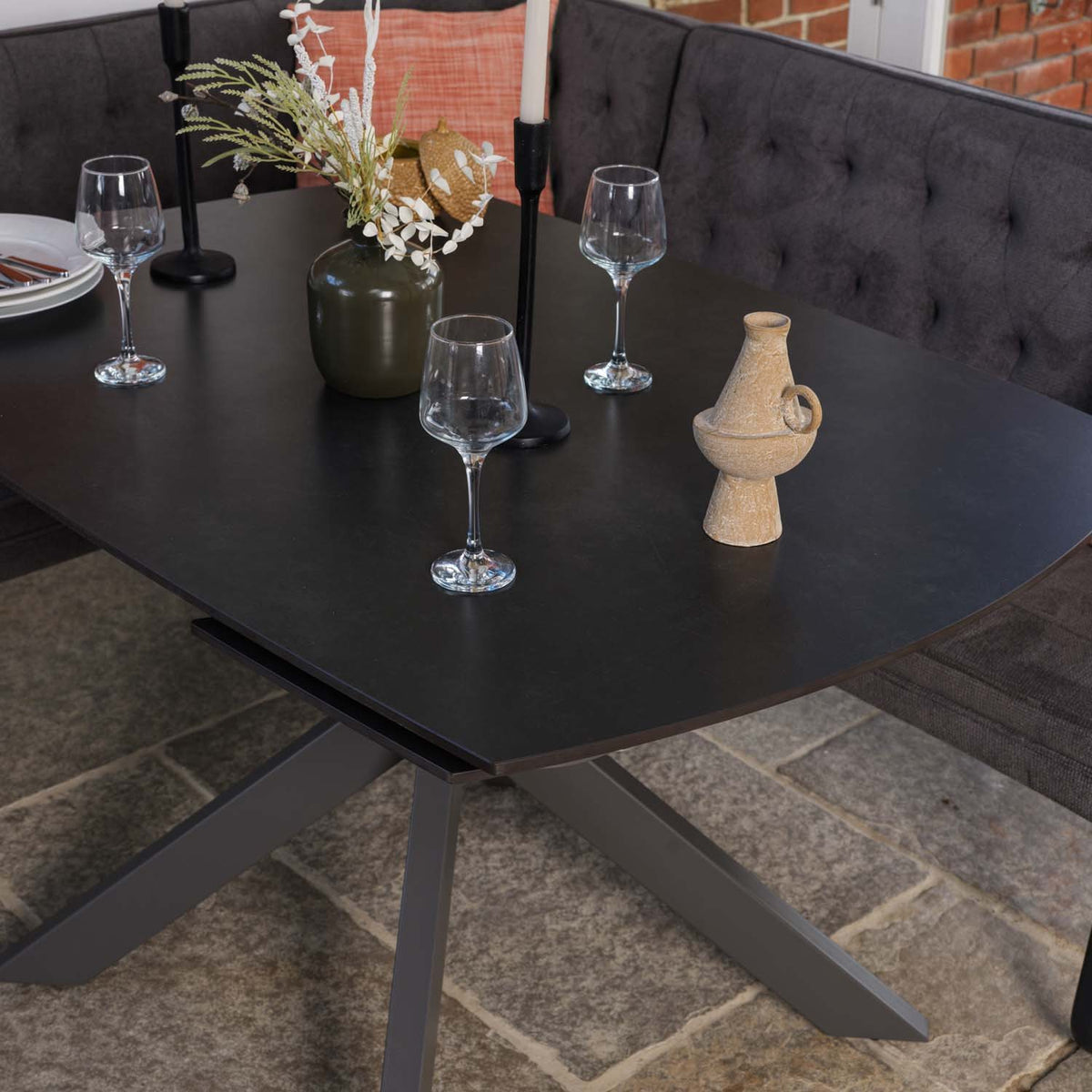 Saturn Dark Grey Motion Table with RHF Frampton Corner Bench & Low Bench - Anthracite