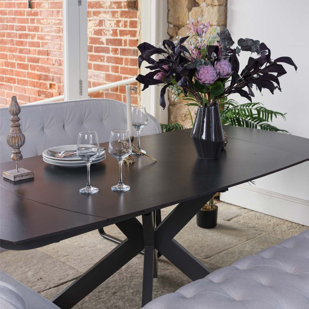Saturn Dark Grey Motion Table with RHF Frampton Corner Bench & Low Bench - White