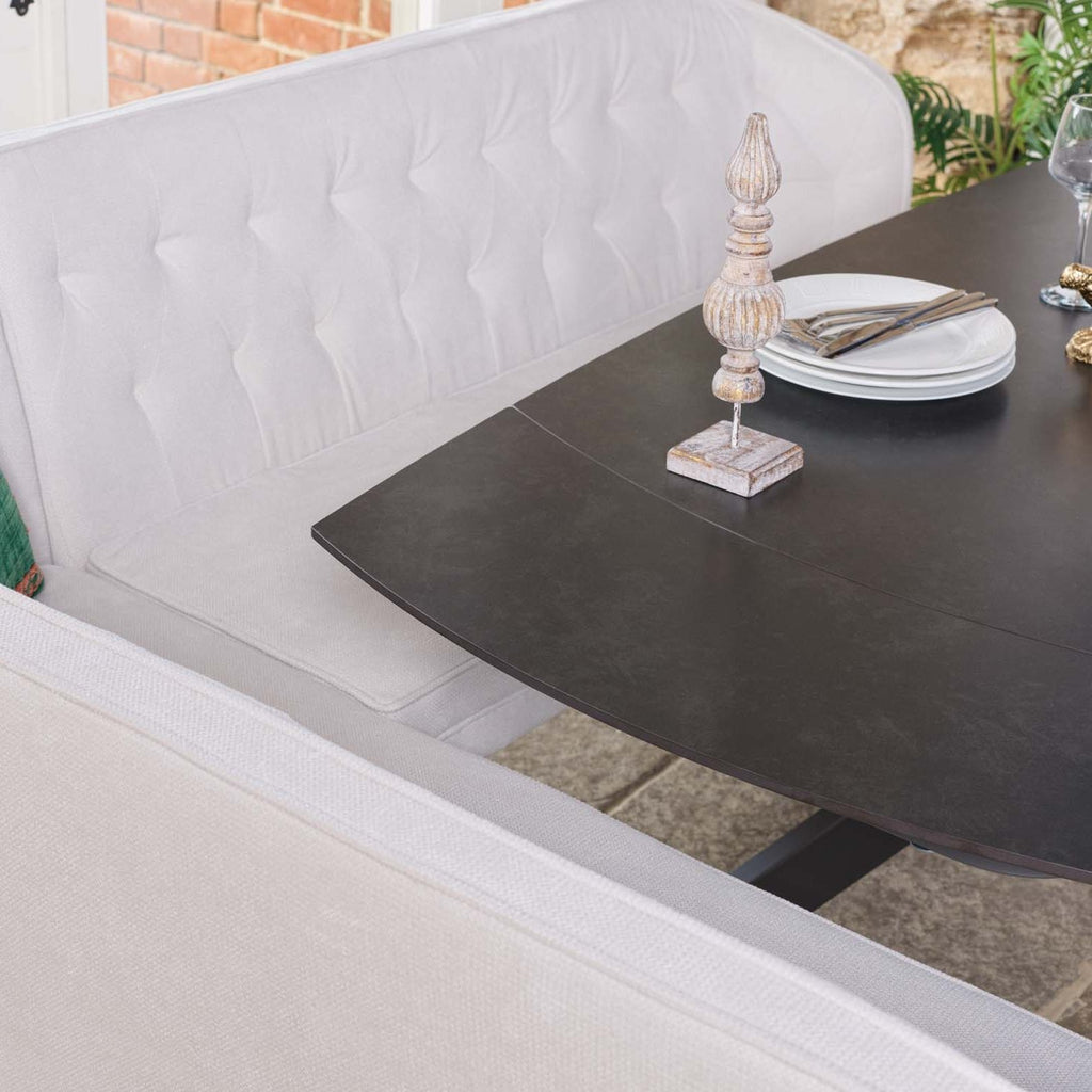 Saturn Dark Grey Motion Table with RHF Frampton Corner Bench & Low Bench - White