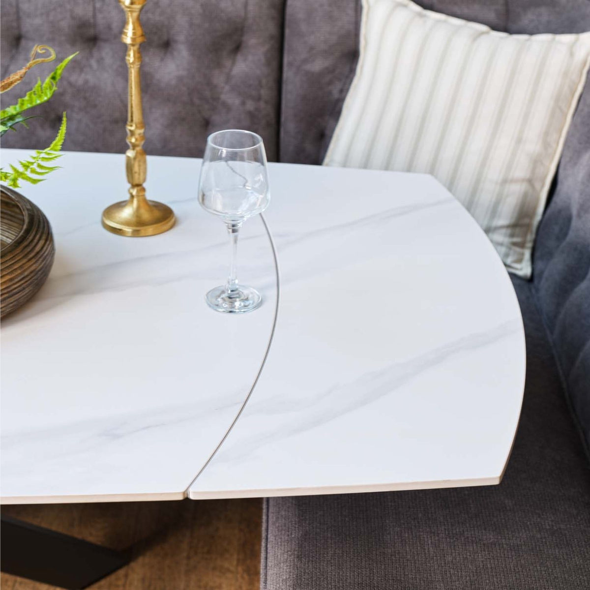 Saturn White Motion Table with LHF Frampton Corner Bench - Anthracite