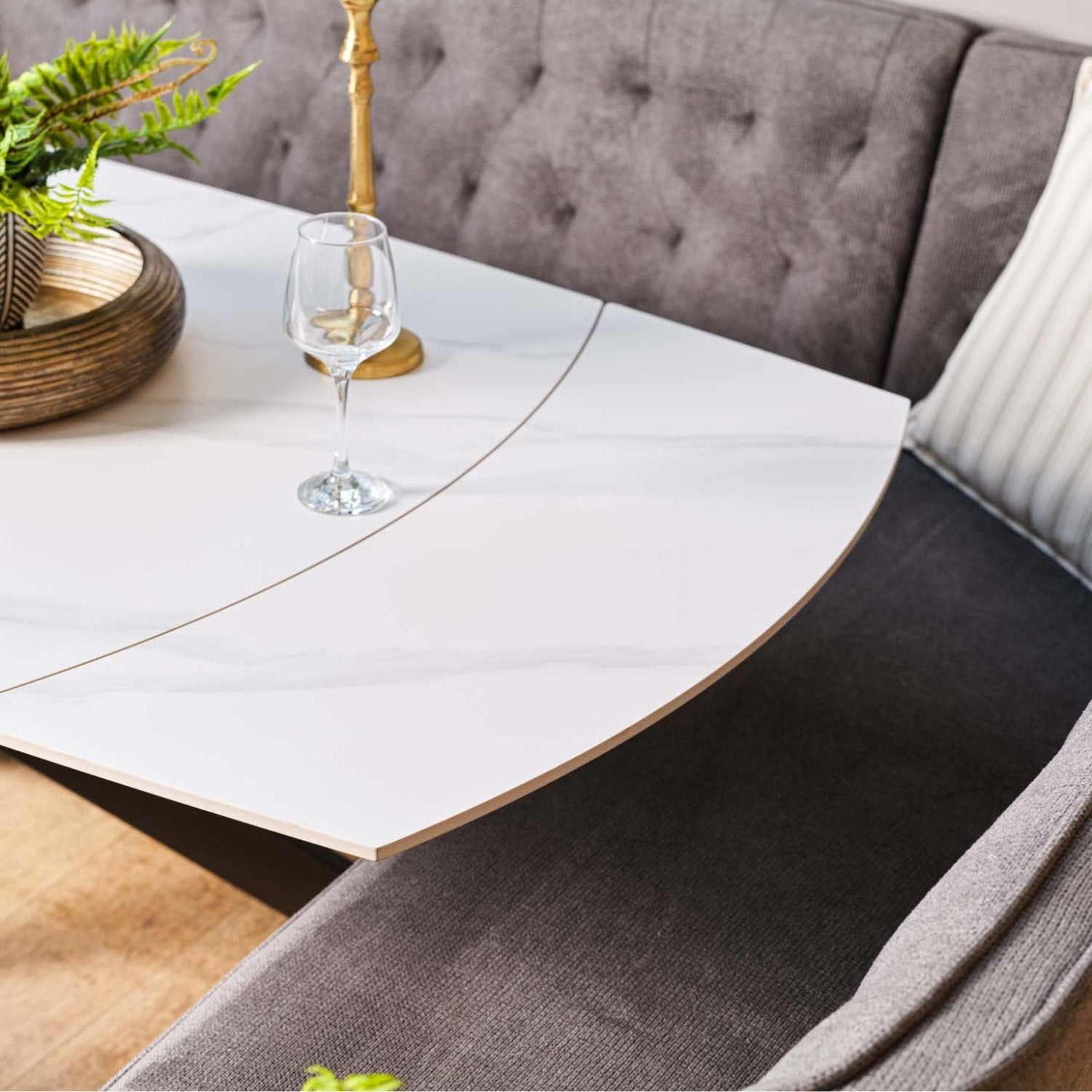 Saturn White Motion Table with LHF Frampton Corner Bench & Low Bench - Anthracite