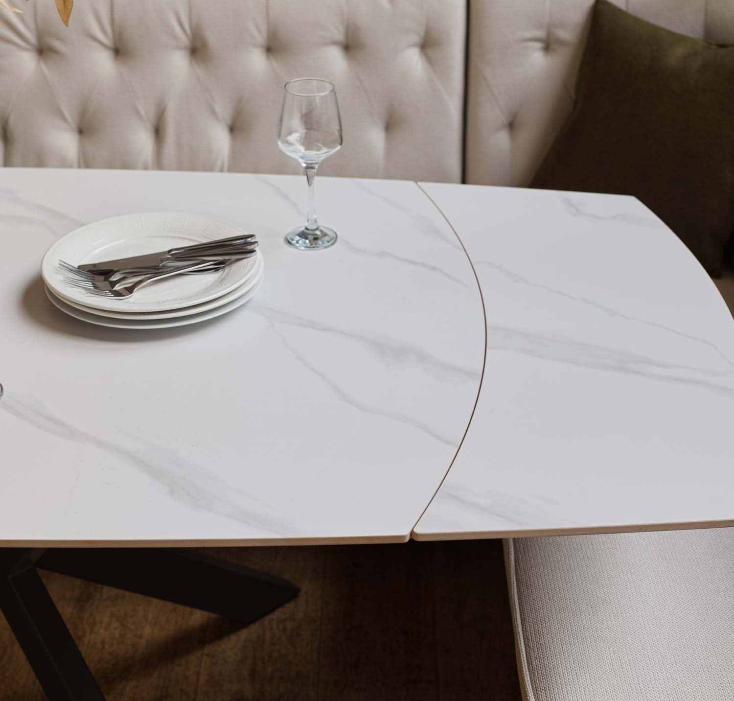 Saturn White Motion Table with LHF Frampton Corner Bench & Low Bench - White