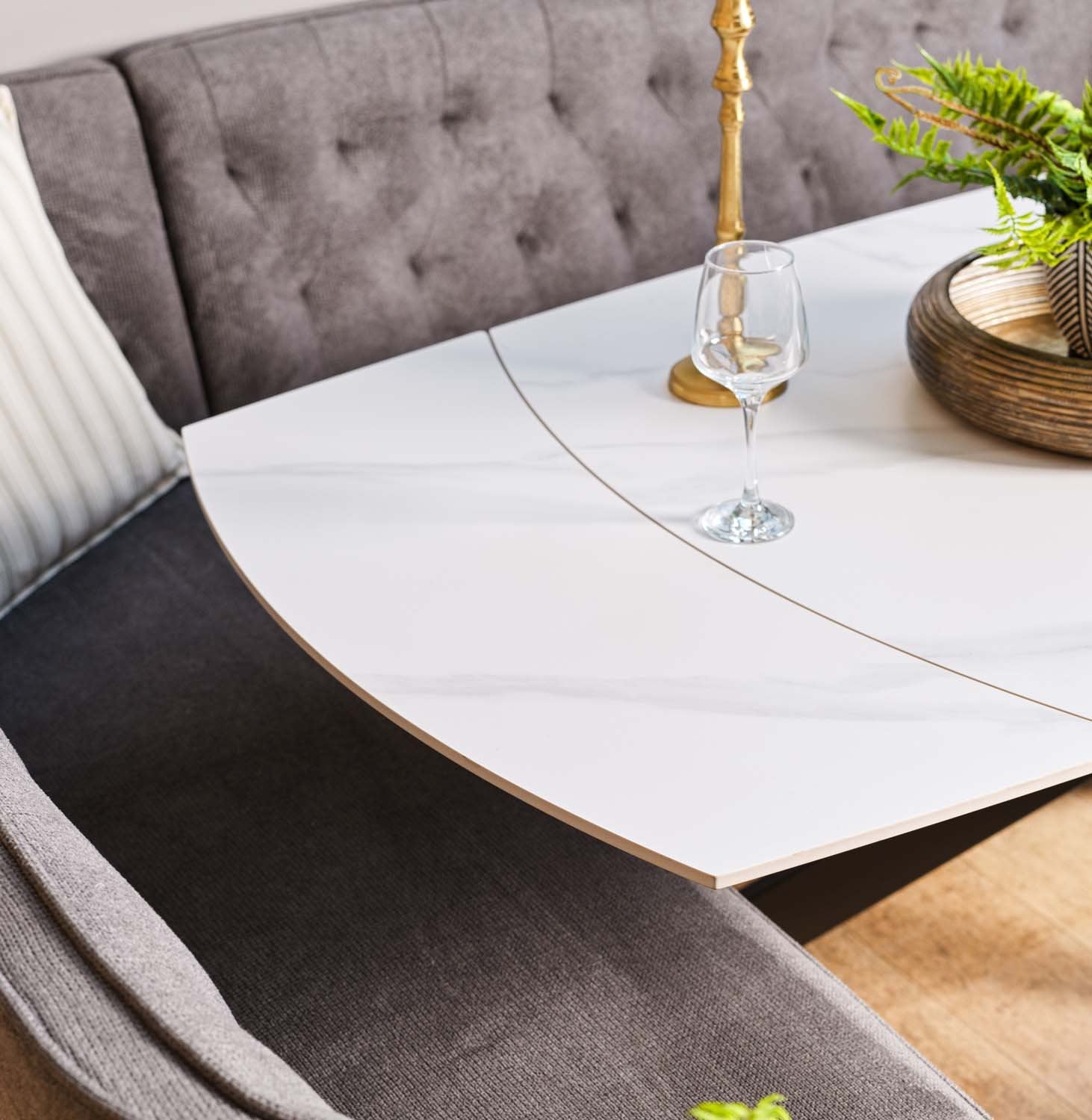 Saturn White Motion Table with RHF Frampton Corner Bench - Anthracite