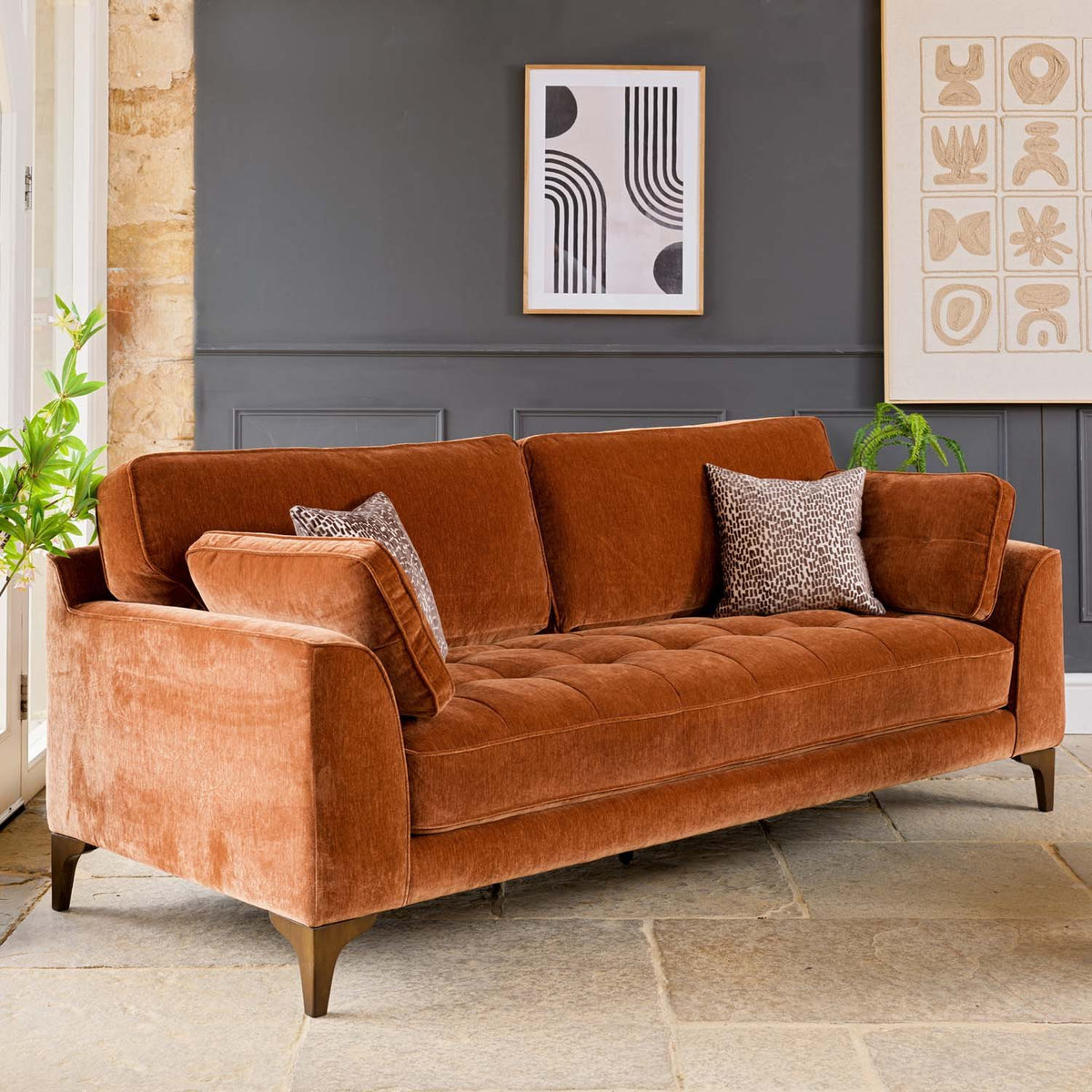 Hartpury 3 Seater Sofa in Rust