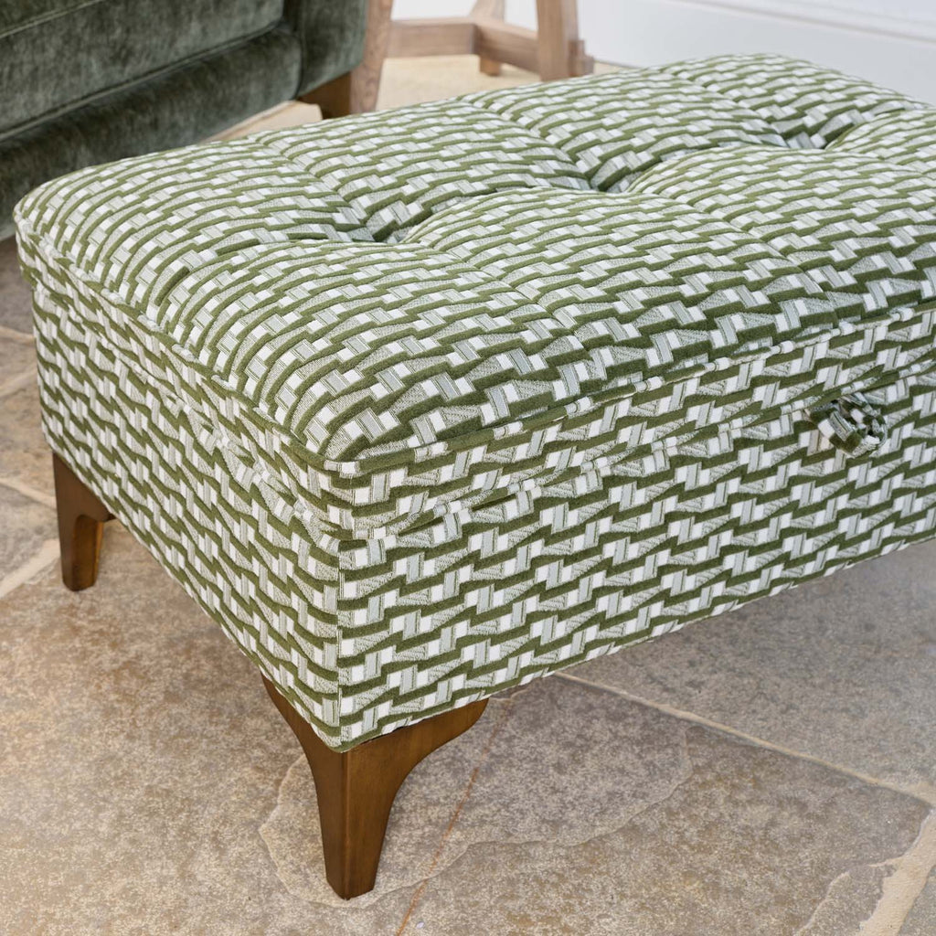 Hartpury Storage Ottoman in Green Maze
